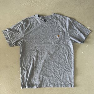 Carhartt Loose Fit T-Shirt Men Medium Gray Crew Neck Cotton Casual Pocket Tee